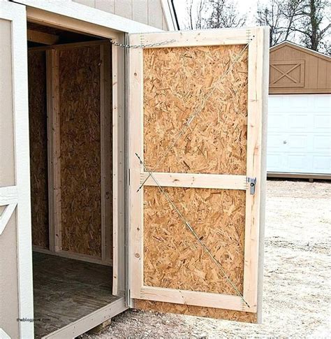 Mar 9, 2017 · How to build double doors for a 8×12 shed. Fitting-the-door-jambs. Fit the 2×4 jambs around the large door opening. Align the edges flush, drill holes and insert 2 1/2″ screws. Building-the-doors. Build the door panels from T1-11 siding (the panel that you have cut out in the previous steps). Use 2×4 lumber for the trims. 